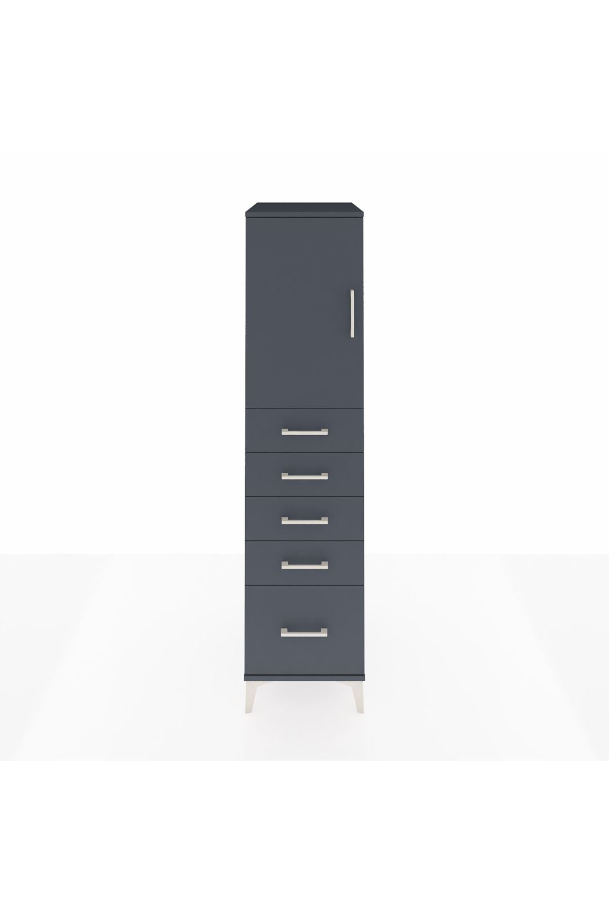 Kronos Dolap Tek Raflı 5 Çekmeceli Tek Kapaklı 44x59x182 - S88M012V5C