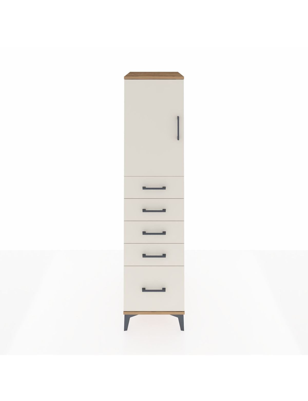 Kronos Dolap Tek Raflı 5 Çekmeceli Tek Kapaklı 44x59x182 Çam-Aytaşı