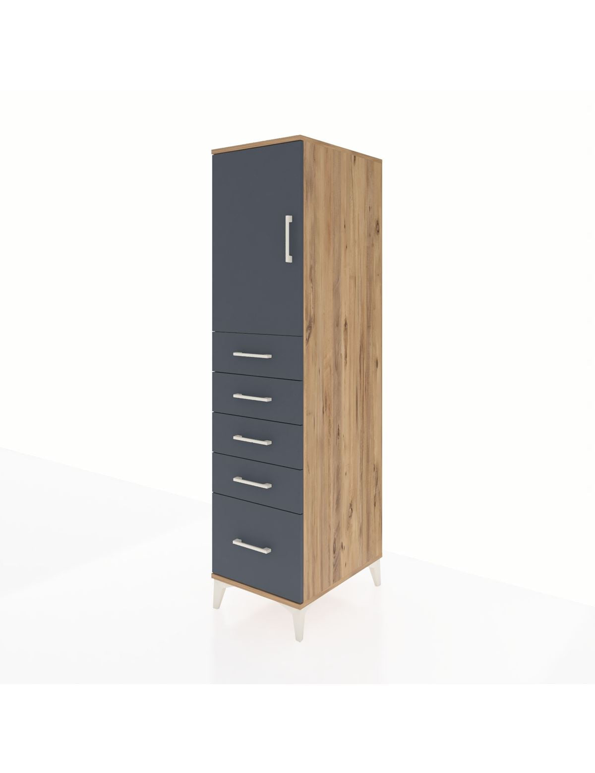 Kronos Dolap Tek Raflı 5 Çekmeceli Tek Kapaklı 44x59x182 - S88M012V8C
