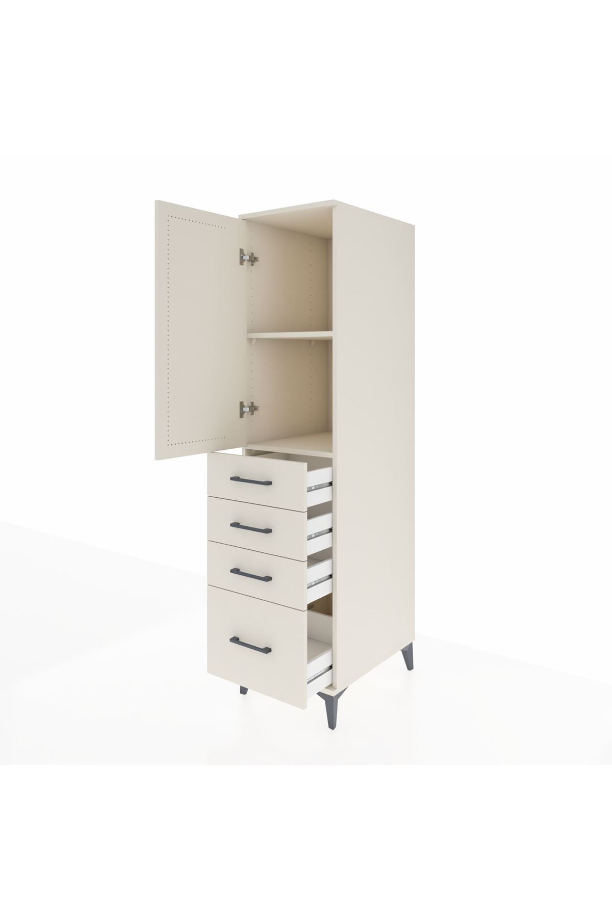 Kronos Dolap 2 Raflı 4 Çekmeceli Tek Kapaklı 44x59x182 Aytaşı-Aytaşı