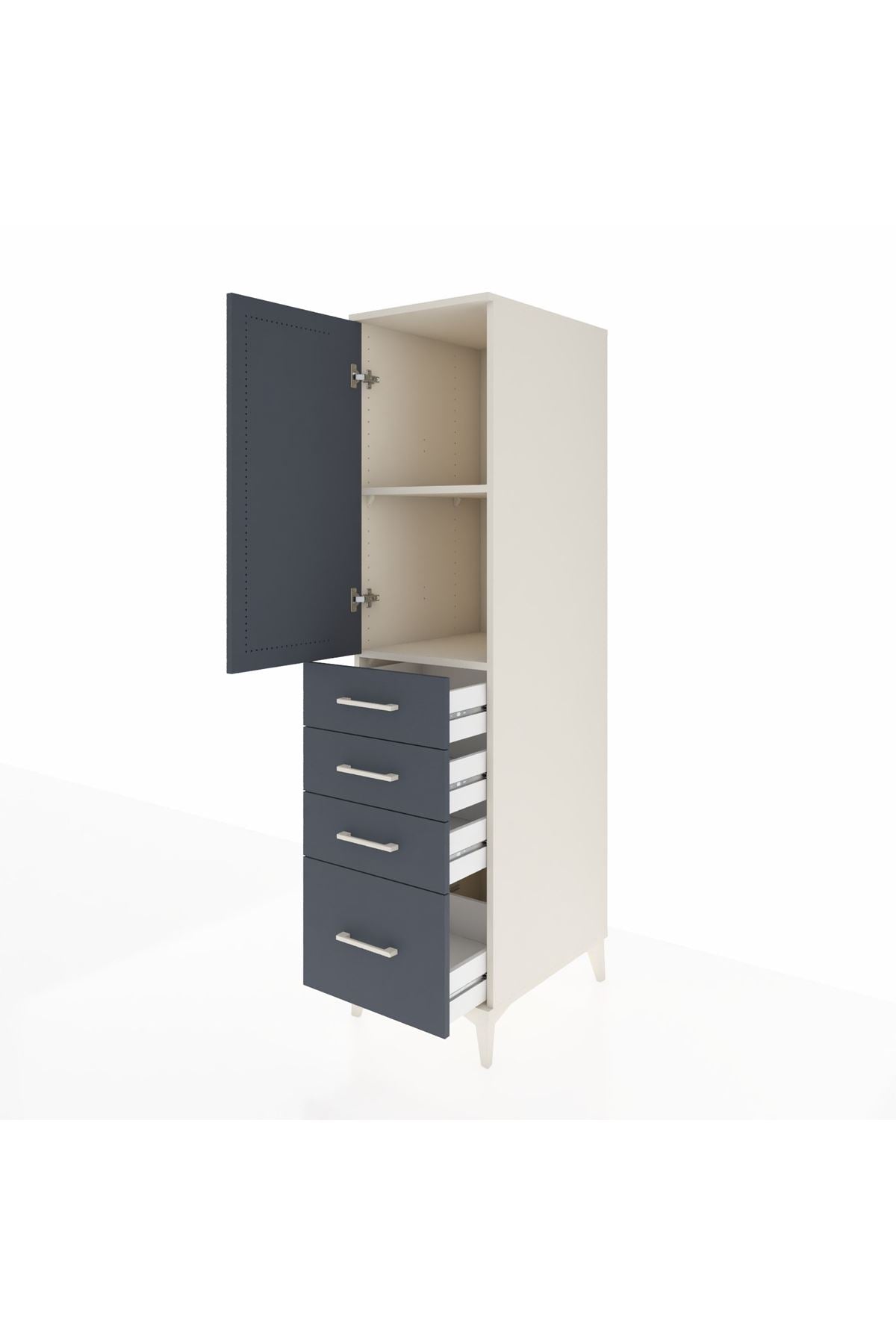 Kronos Dolap 2 Raflı 4 Çekmeceli Tek Kapaklı 44x59x182 - S88M013V2C