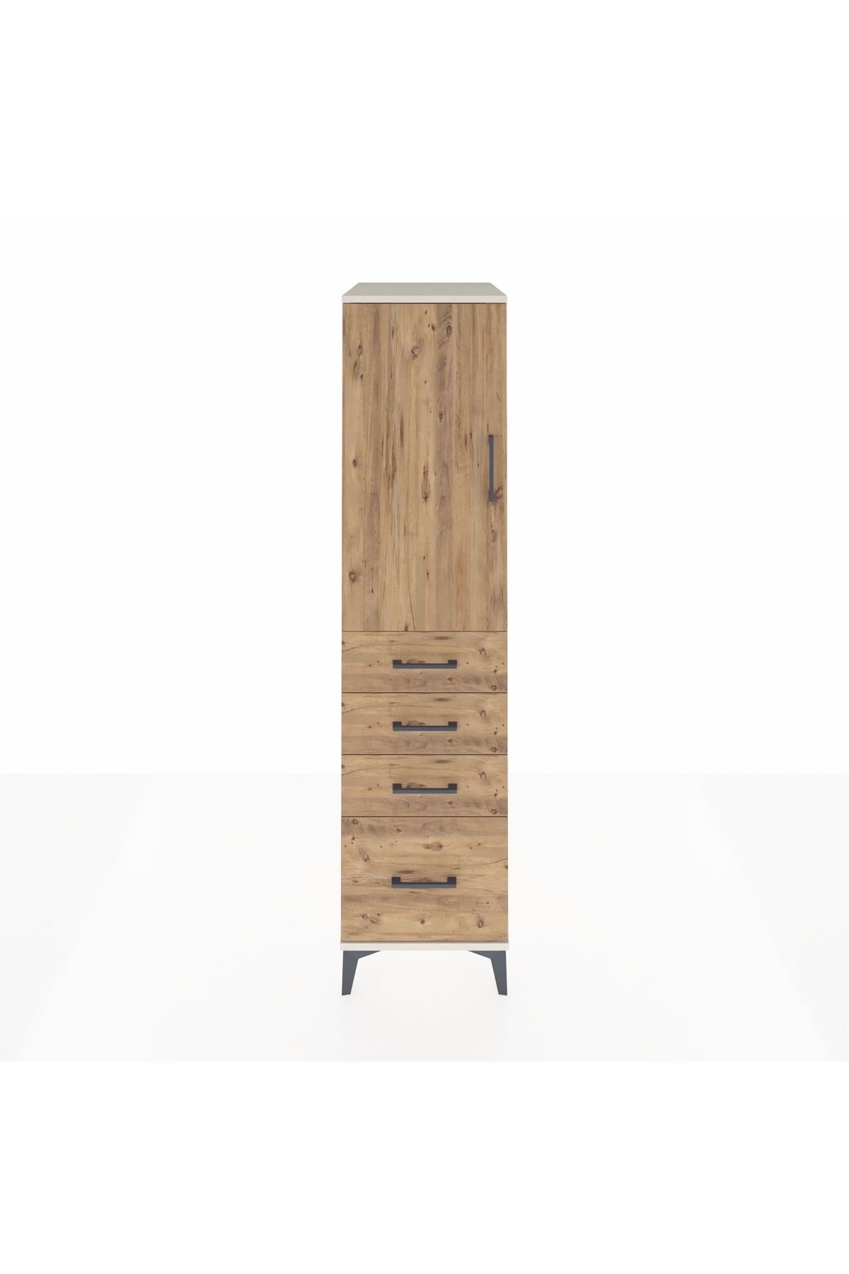 Kronos Dolap 2 Raflı 4 Çekmeceli Tek Kapaklı 44x59x182 Aytaşı-Çam