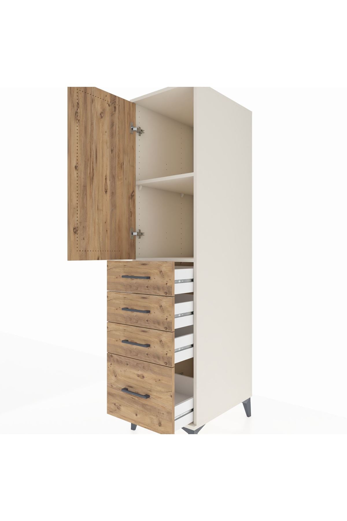 Kronos Dolap 2 Raflı 4 Çekmeceli Tek Kapaklı 44x59x182 Aytaşı-Çam