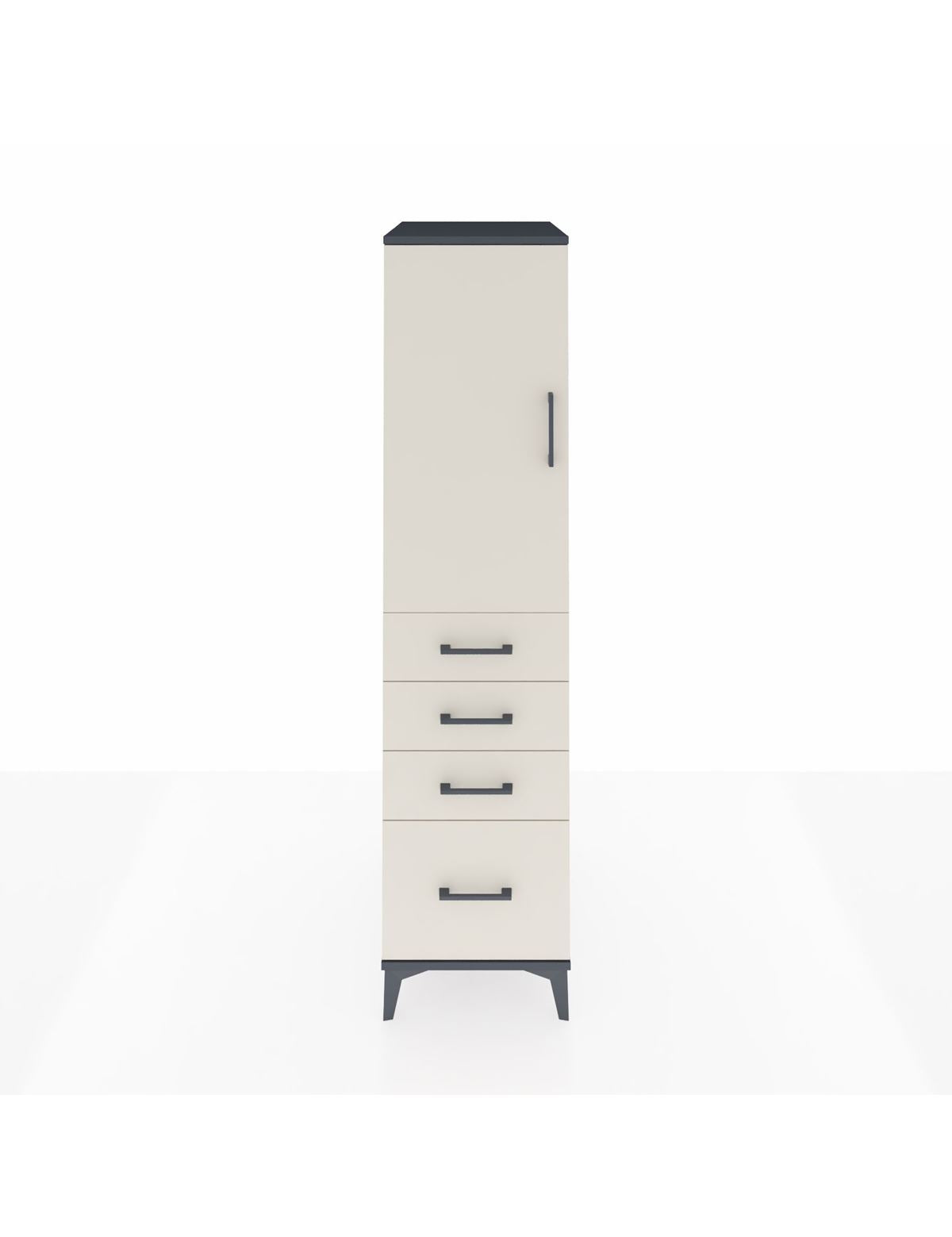 Kronos Dolap 2 Raflı 4 Çekmeceli Tek Kapaklı 44x59x182 Antrasit-Aytaşı