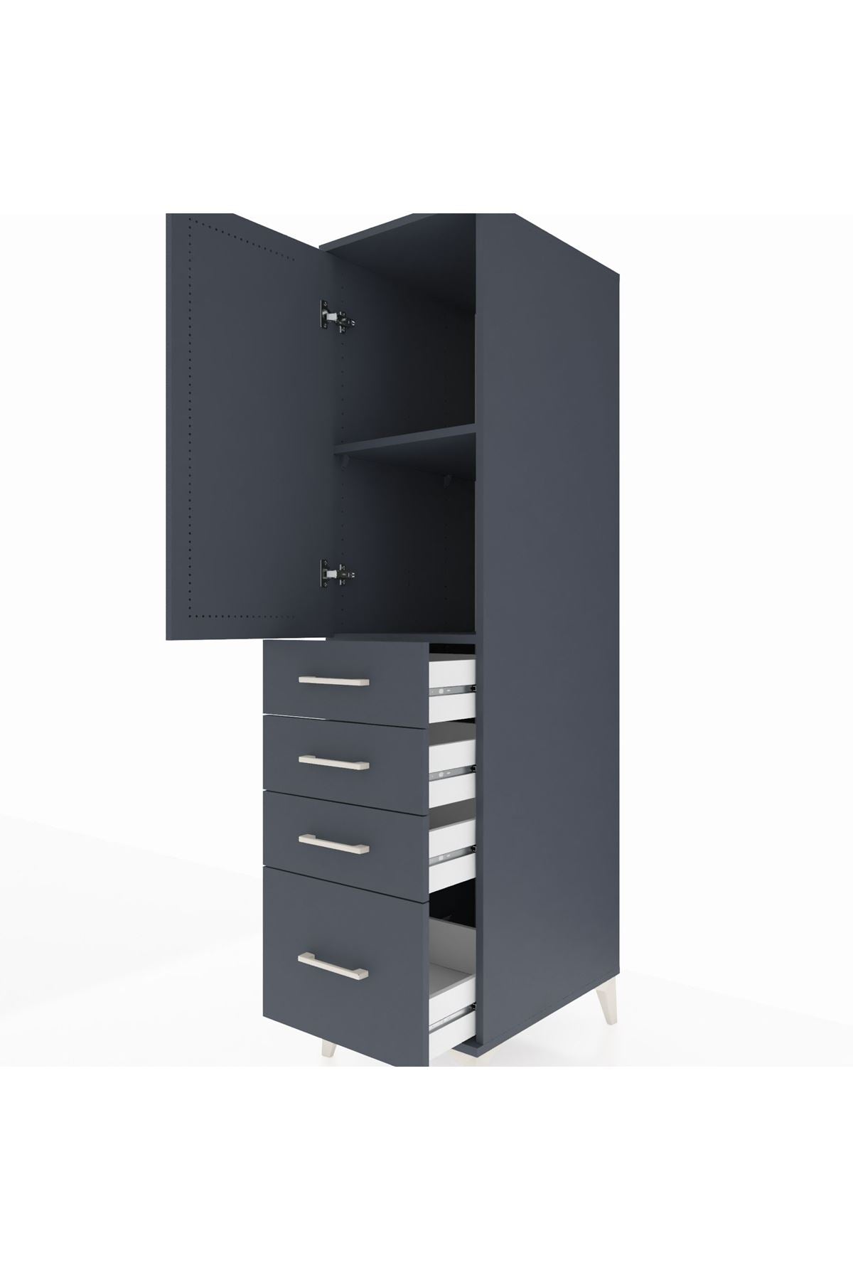 Kronos Dolap 2 Raflı 4 Çekmeceli Tek Kapaklı 44x59x182 - S88M013V5C