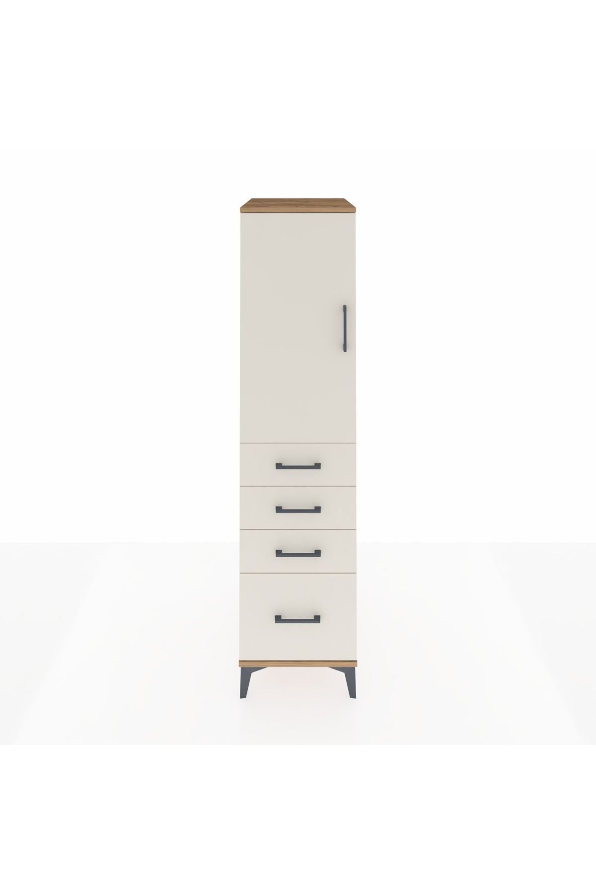 Kronos Dolap 2 Raflı 4 Çekmeceli Tek Kapaklı 44x59x182 - S88M013V7C