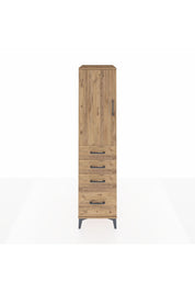 Kronos Dolap 2 Raflı 4 Çekmeceli Tek Kapaklı 44x59x182 Çam-Çam