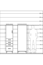 Kronos Dolap 2 Raflı 4 Çekmeceli Tek Kapaklı 44x59x182 Çam-Çam