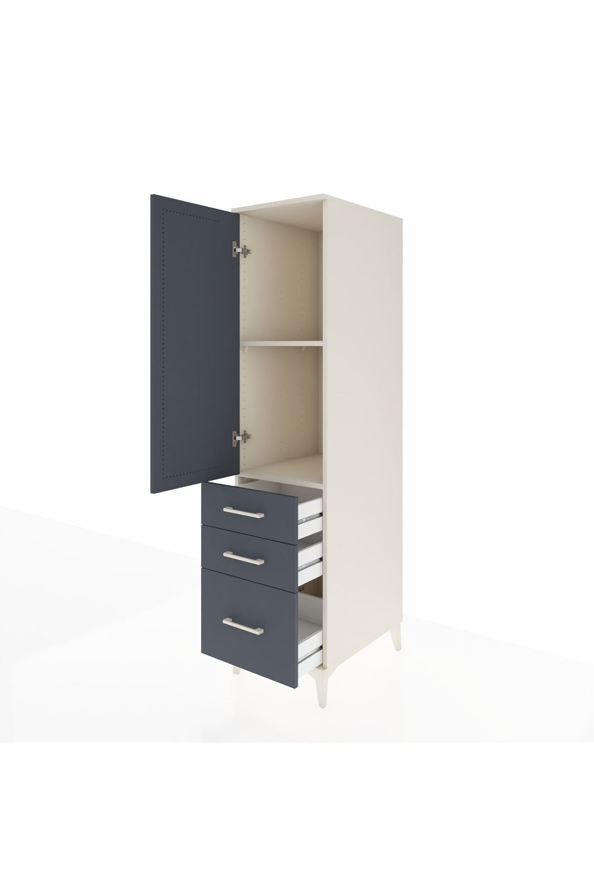 Kronos Dolap 2 Raflı 3 Çekmeceli Tek Kapaklı 44x59x182 - S88M014V2C