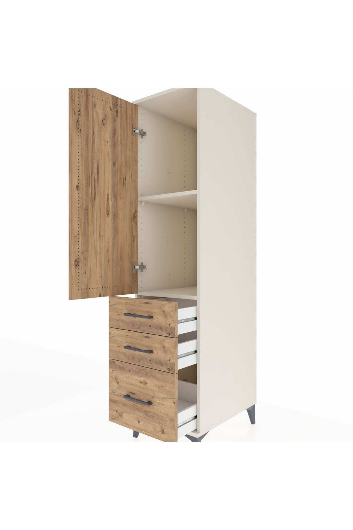 Kronos Dolap 2 Raflı 3 Çekmeceli Tek Kapaklı 44x59x182 Aytaşı-Çam