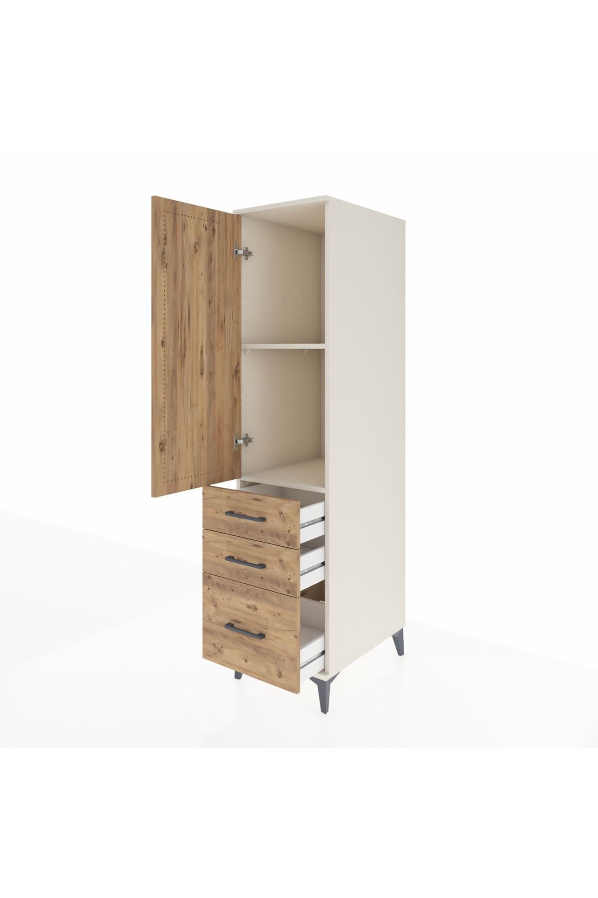 Kronos Dolap 2 Raflı 3 Çekmeceli Tek Kapaklı 44x59x182 Aytaşı-Çam