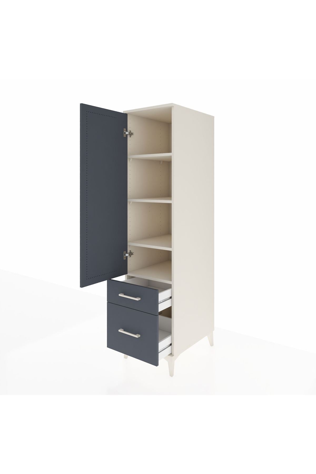 Kronos Dolap 4 Raflı 2 Çekmeceli Tek Kapaklı 44x59x182 Aytaşı-Antrasit