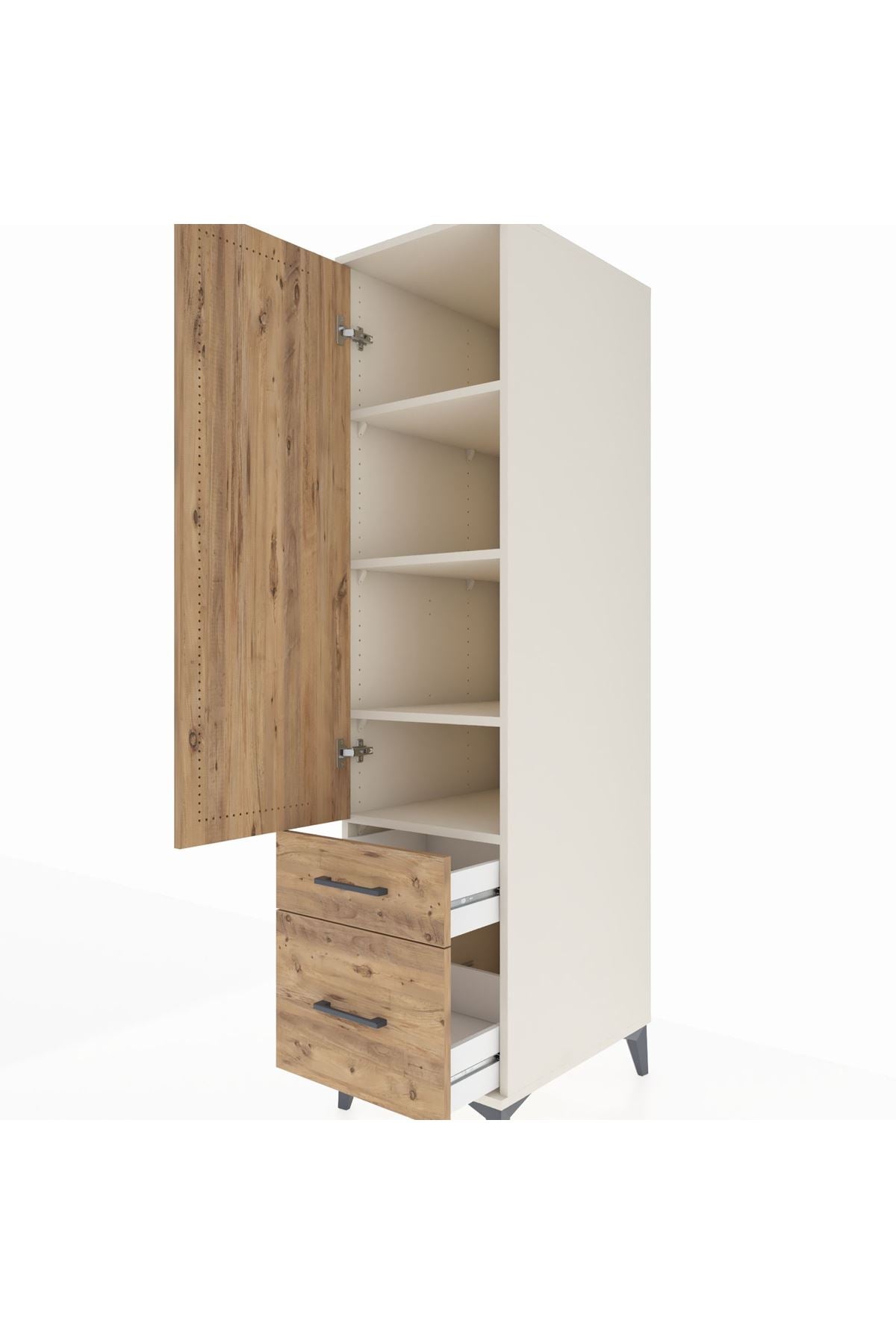 Kronos Dolap 4 Raflı 2 Çekmeceli Tek Kapaklı 44x59x182 Aytaşı-Çam