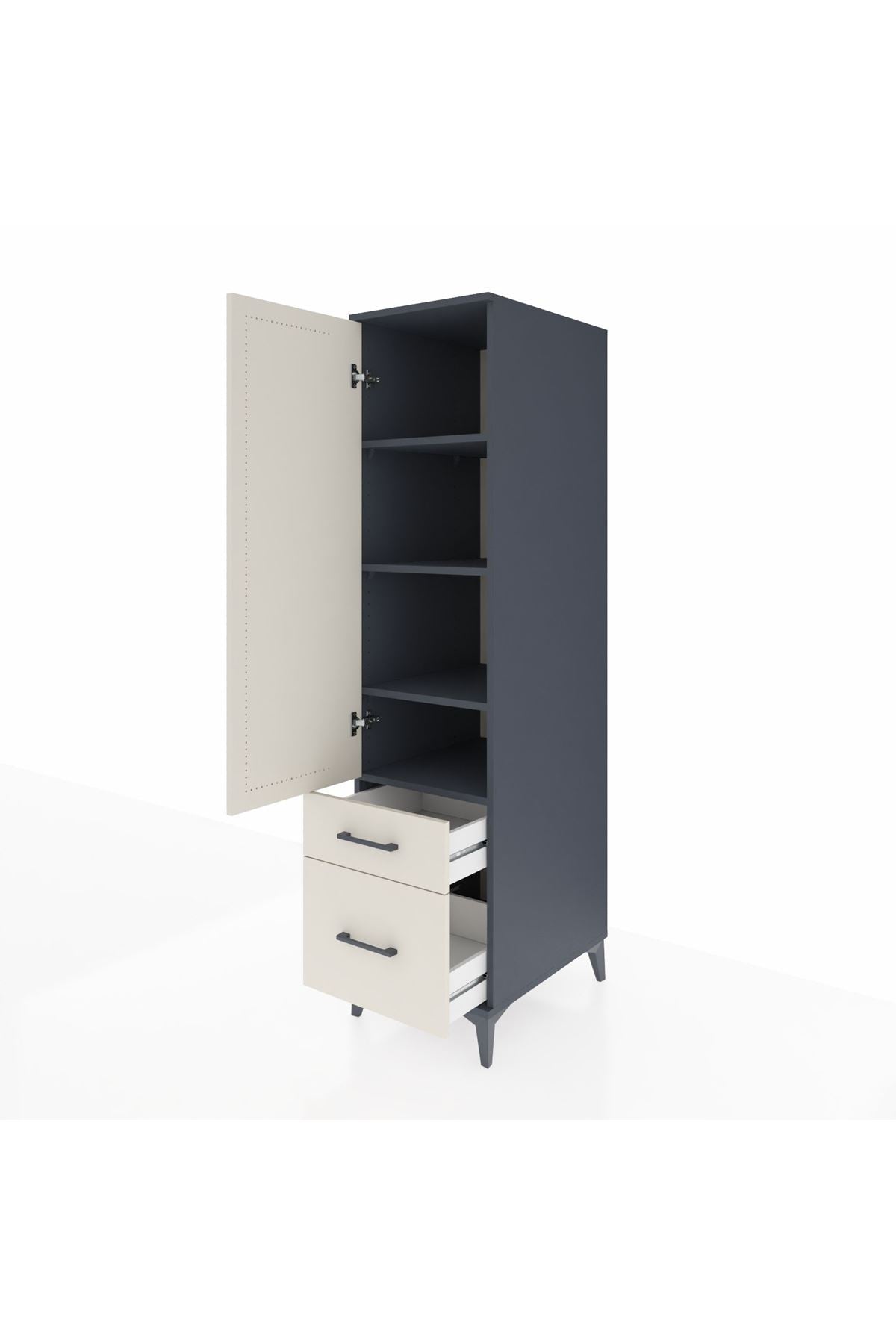 Kronos Dolap 4 Raflı 2 Çekmeceli Tek Kapaklı 44x59x182 - S88M015V4C