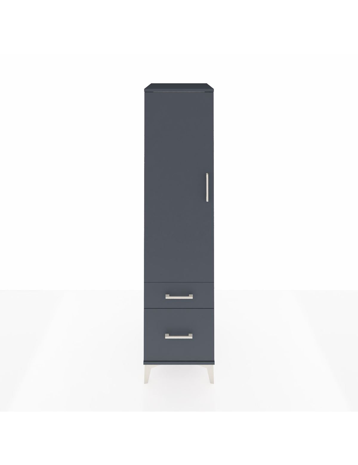 Kronos Dolap 4 Raflı 2 Çekmeceli Tek Kapaklı 44x59x182 Antrasit-Antrasit