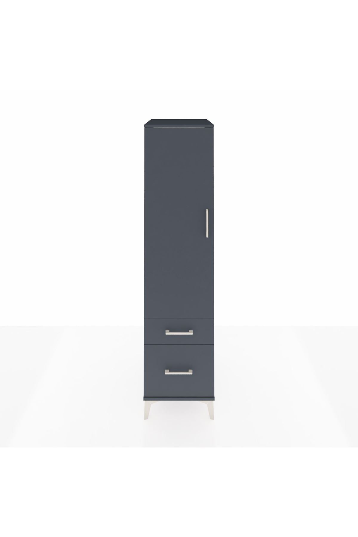 Kronos Dolap 4 Raflı 2 Çekmeceli Tek Kapaklı 44x59x182 Antrasit-Antrasit