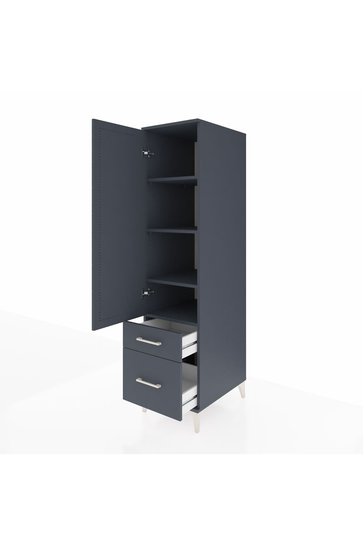 Kronos Dolap 4 Raflı 2 Çekmeceli Tek Kapaklı 44x59x182 Antrasit-Antrasit