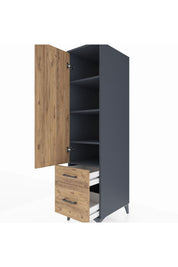Kronos Dolap 4 Raflı 2 Çekmeceli Tek Kapaklı 44x59x182 Antrasit-Çam