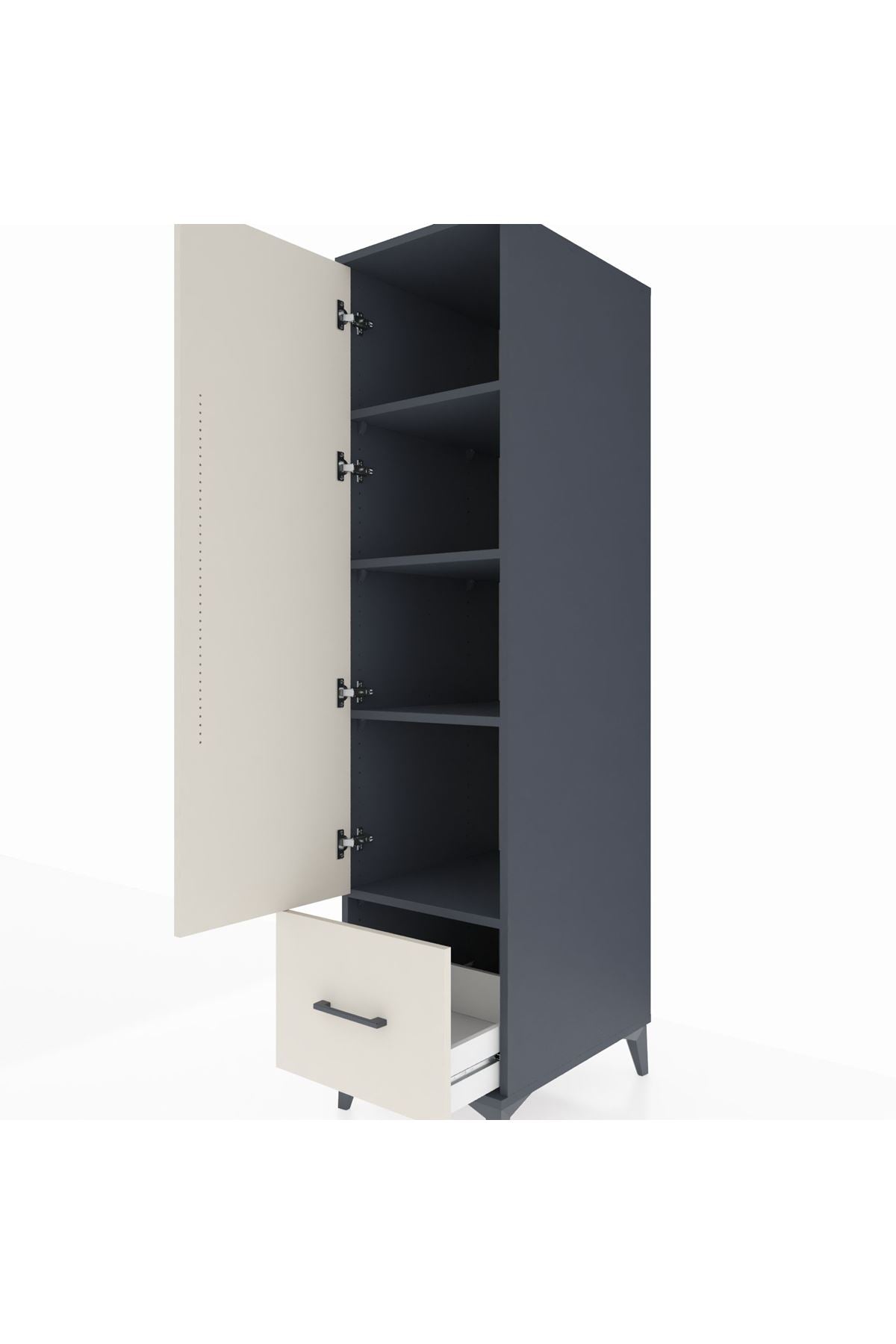 Kronos Dolap 4 Raflı Tek Çekmeceli Tek Kapaklı 44x59x182 - S88M016V4C