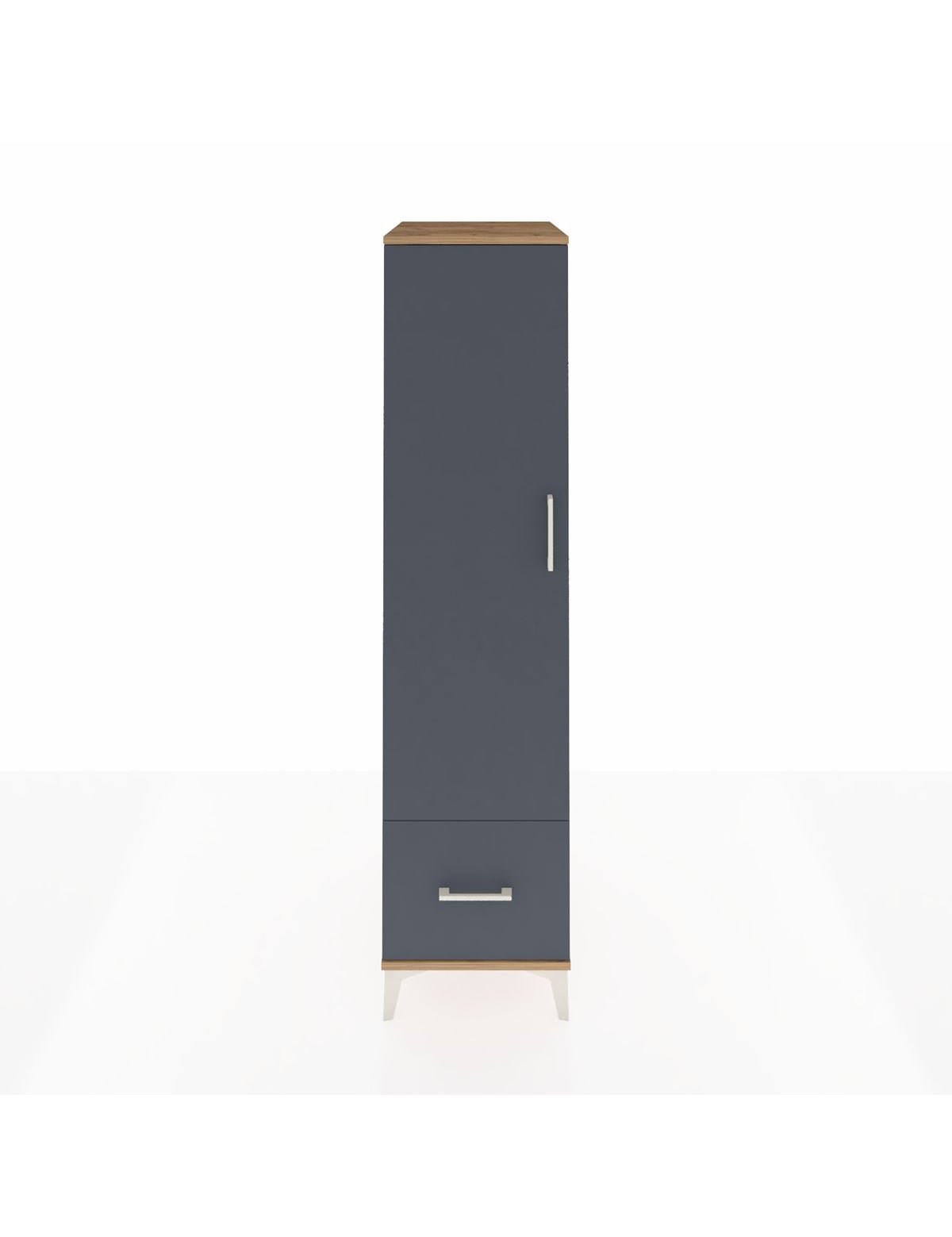 Kronos Dolap 4 Raflı Tek Çekmeceli Tek Kapaklı 44x59x182 Çam-Antrasit