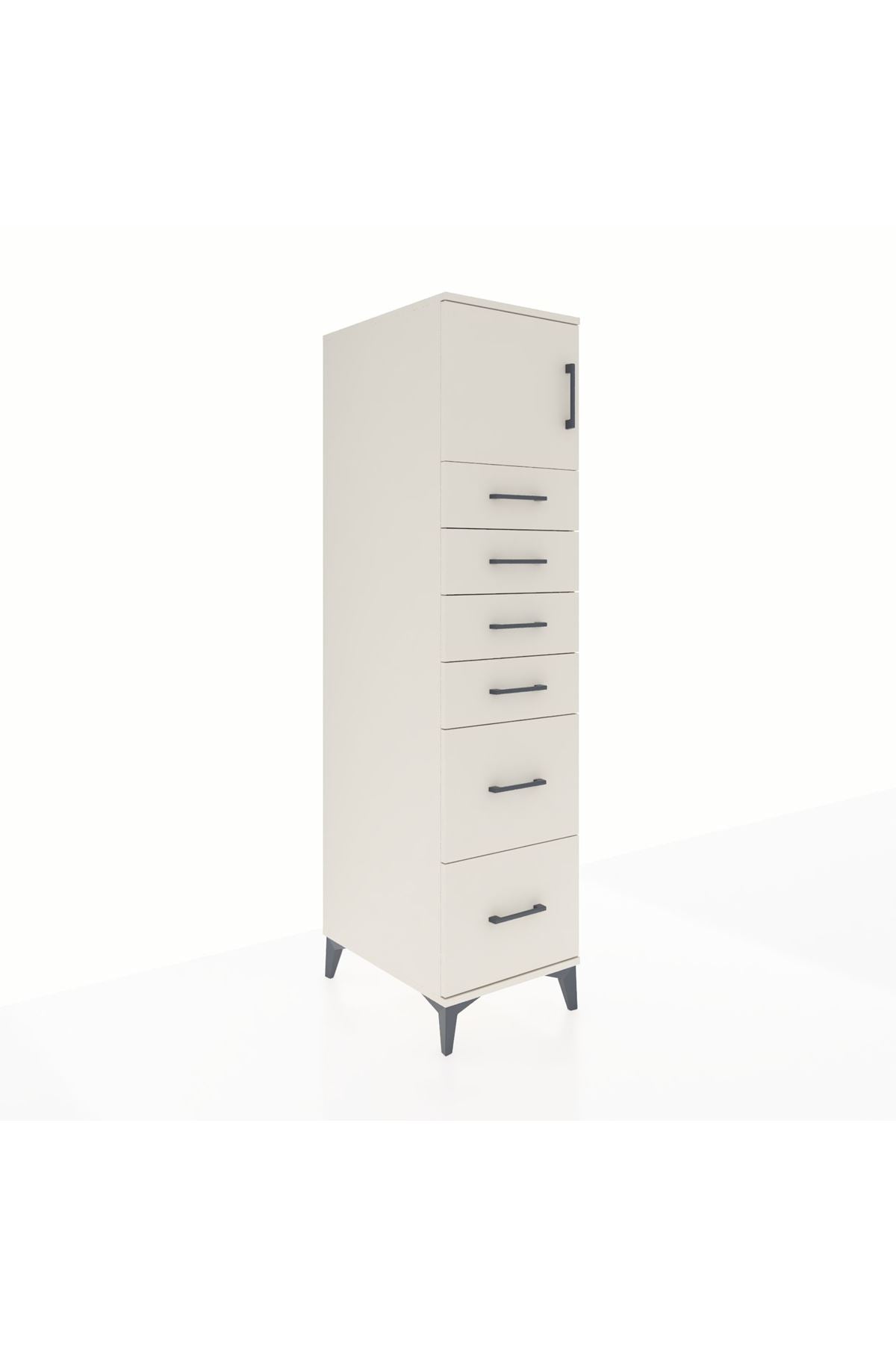 Kronos Dolap Tek Raflı 6 Çekmeceli Tek Kapaklı 44x59x182 Aytaşı-Aytaşı