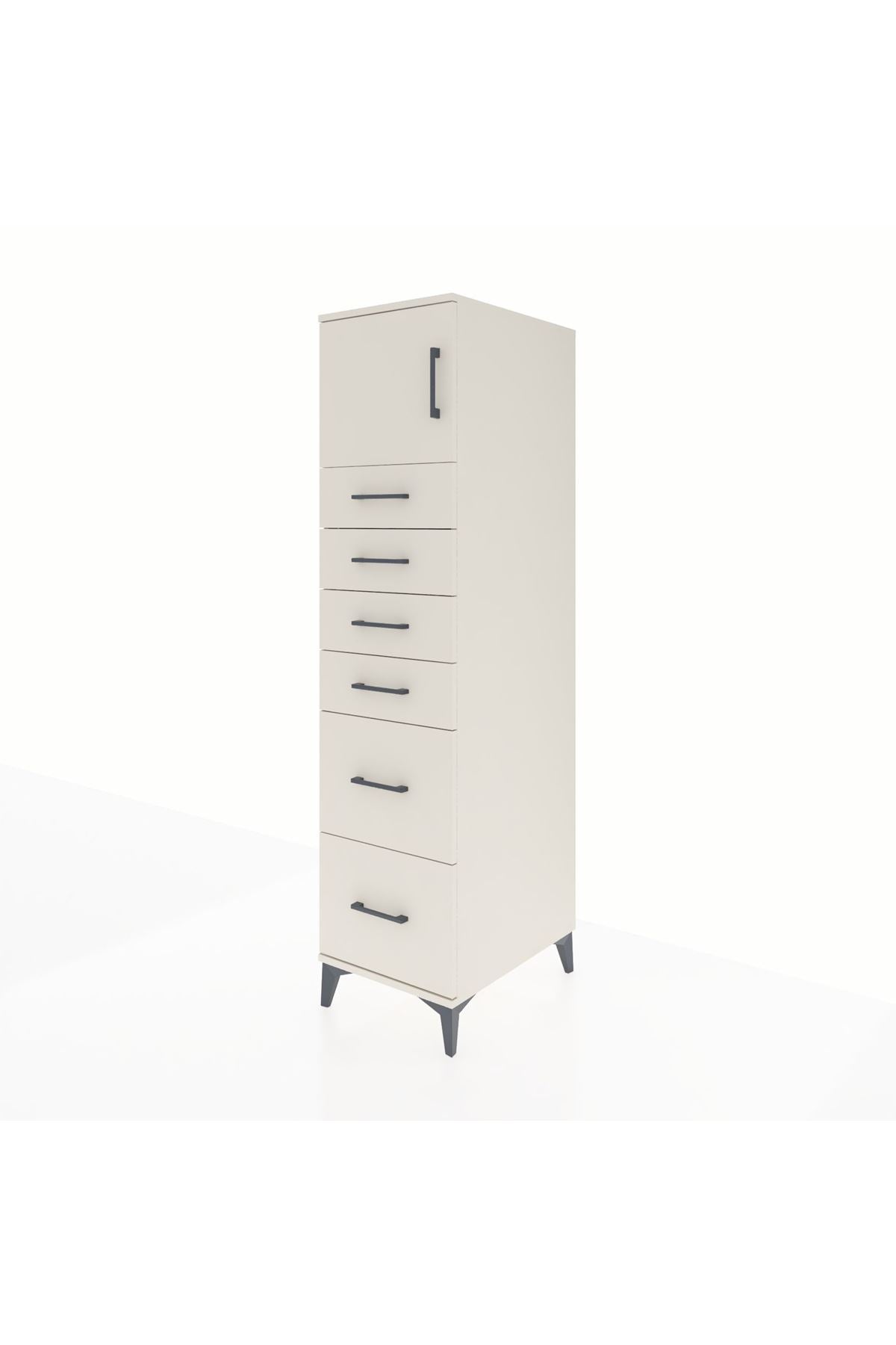 Kronos Dolap Tek Raflı 6 Çekmeceli Tek Kapaklı 44x59x182 Aytaşı-Aytaşı