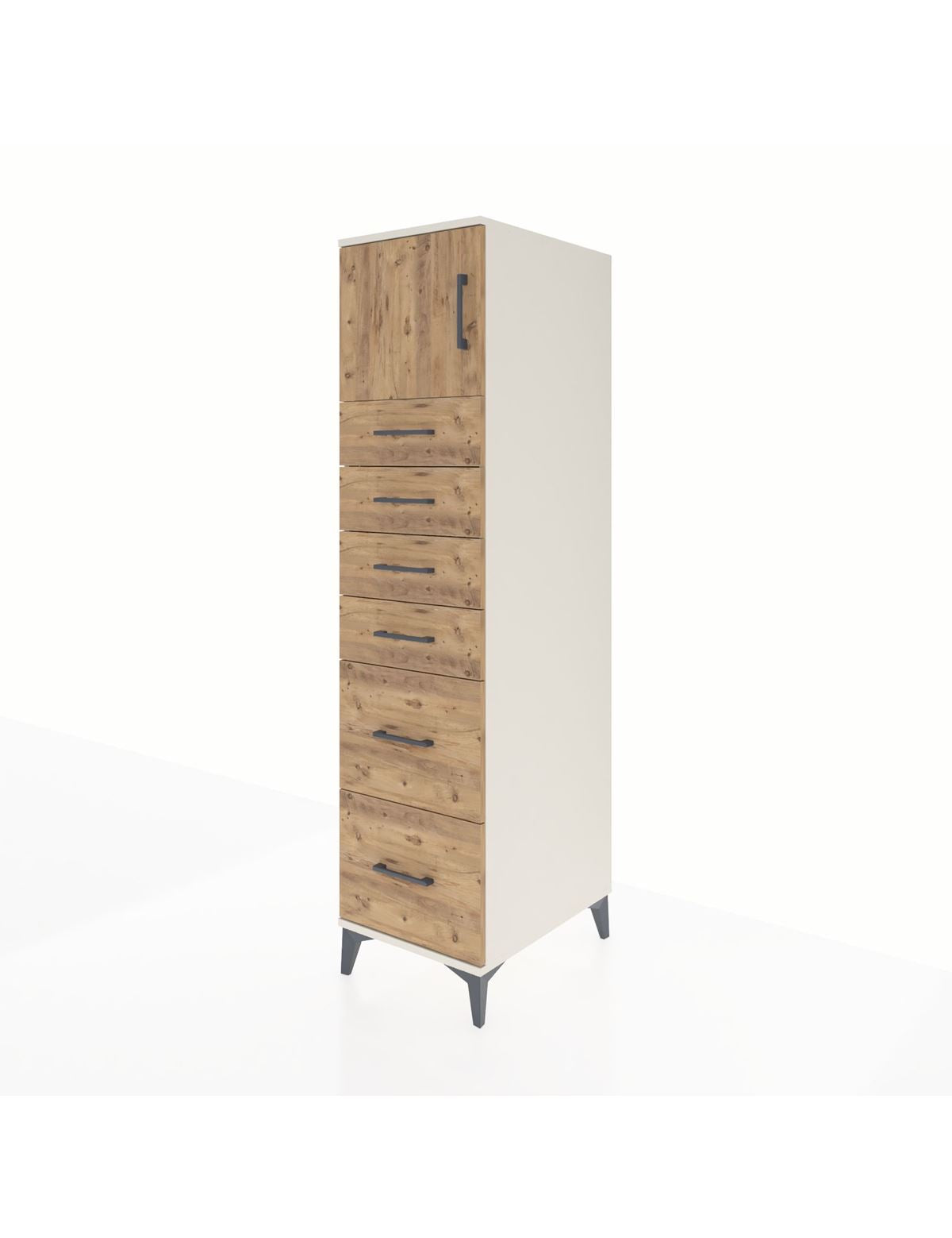Kronos Dolap Tek Raflı 6 Çekmeceli Tek Kapaklı 44x59x182 - S88M017V3C