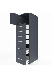 Kronos Dolap Tek Raflı 6 Çekmeceli Tek Kapaklı 44x59x182 Antrasit-Antrasit