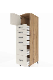 Kronos Dolap Tek Raflı 6 Çekmeceli Tek Kapaklı 44x59x182 Çam-Aytaşı