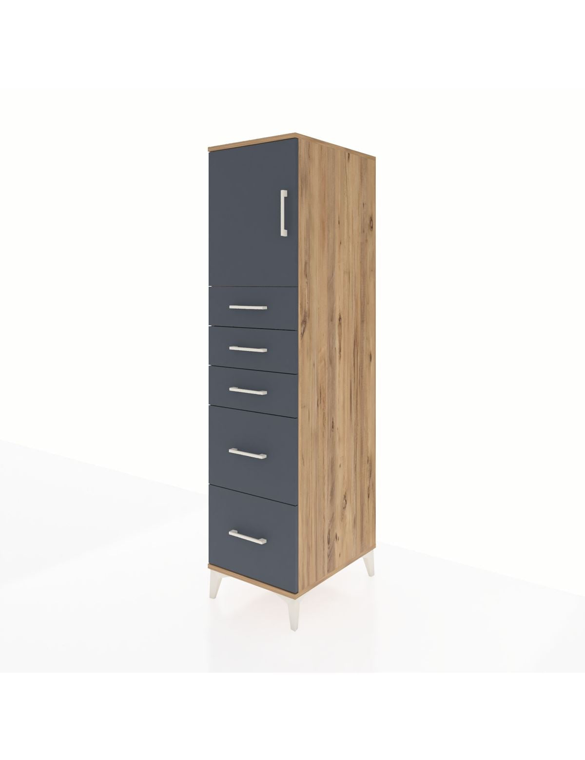 Kronos Dolap Tek Raflı 5 Çekmeceli Tek Kapaklı 44x59x182 - S88M018V8C