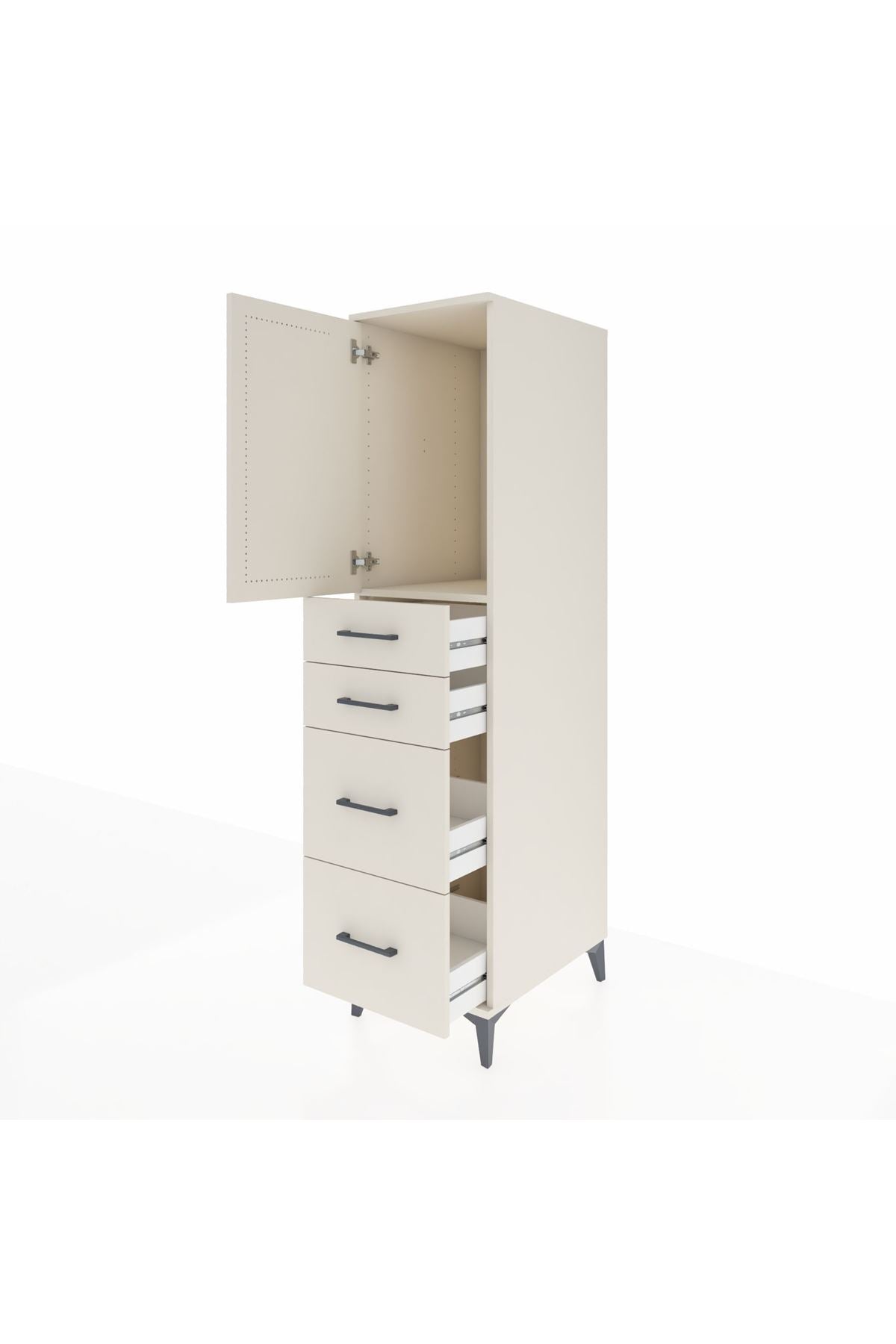 Kronos Dolap Tek Raflı 4 Çekmeceli Tek Kapaklı 44x59x182 Aytaşı-Aytaşı