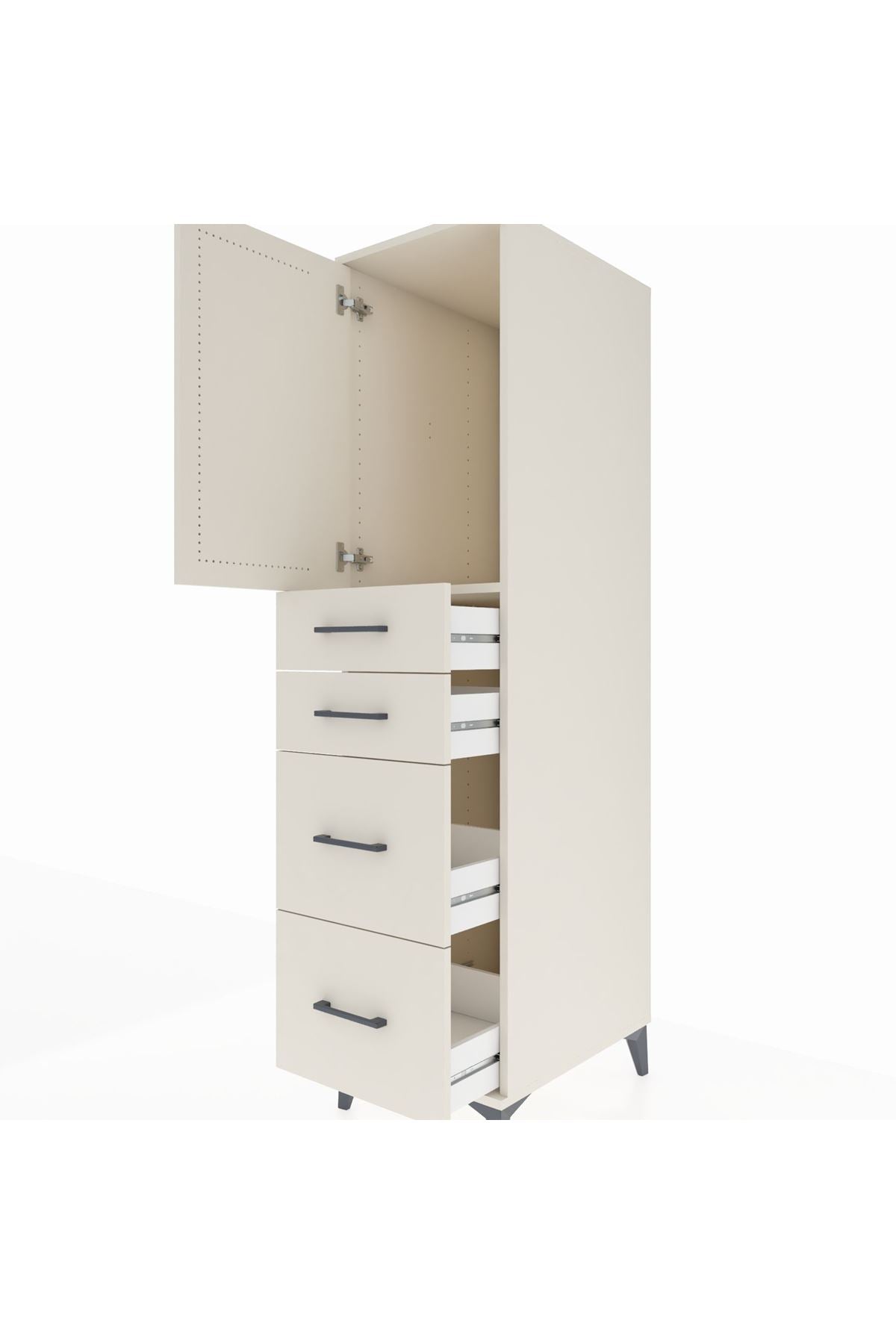 Kronos Dolap Tek Raflı 4 Çekmeceli Tek Kapaklı 44x59x182 Aytaşı-Aytaşı