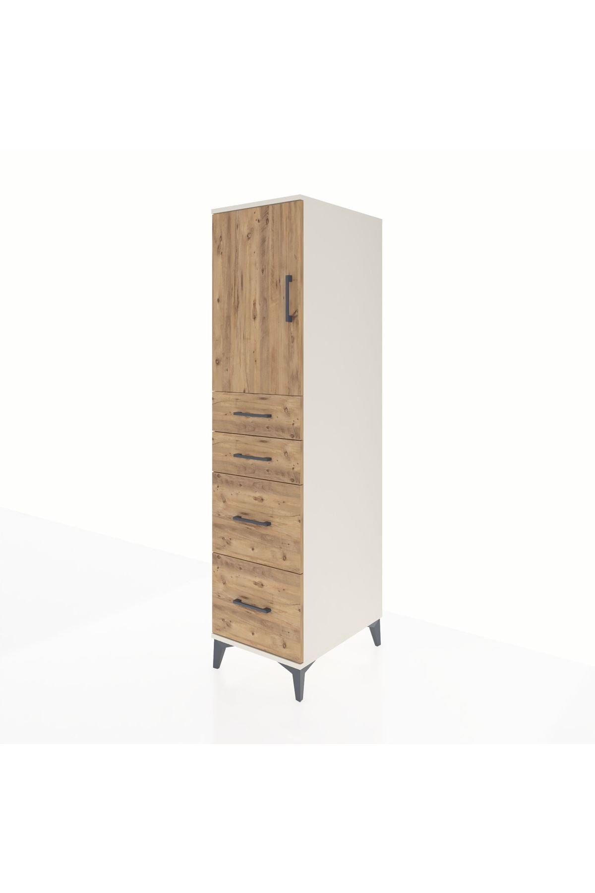 Kronos Dolap Tek Raflı 4 Çekmeceli Tek Kapaklı 44x59x182 - S88M019V3C