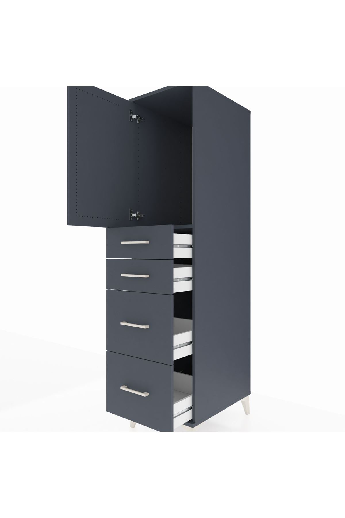 Kronos Dolap Tek Raflı 4 Çekmeceli Tek Kapaklı 44x59x182 - S88M019V5C