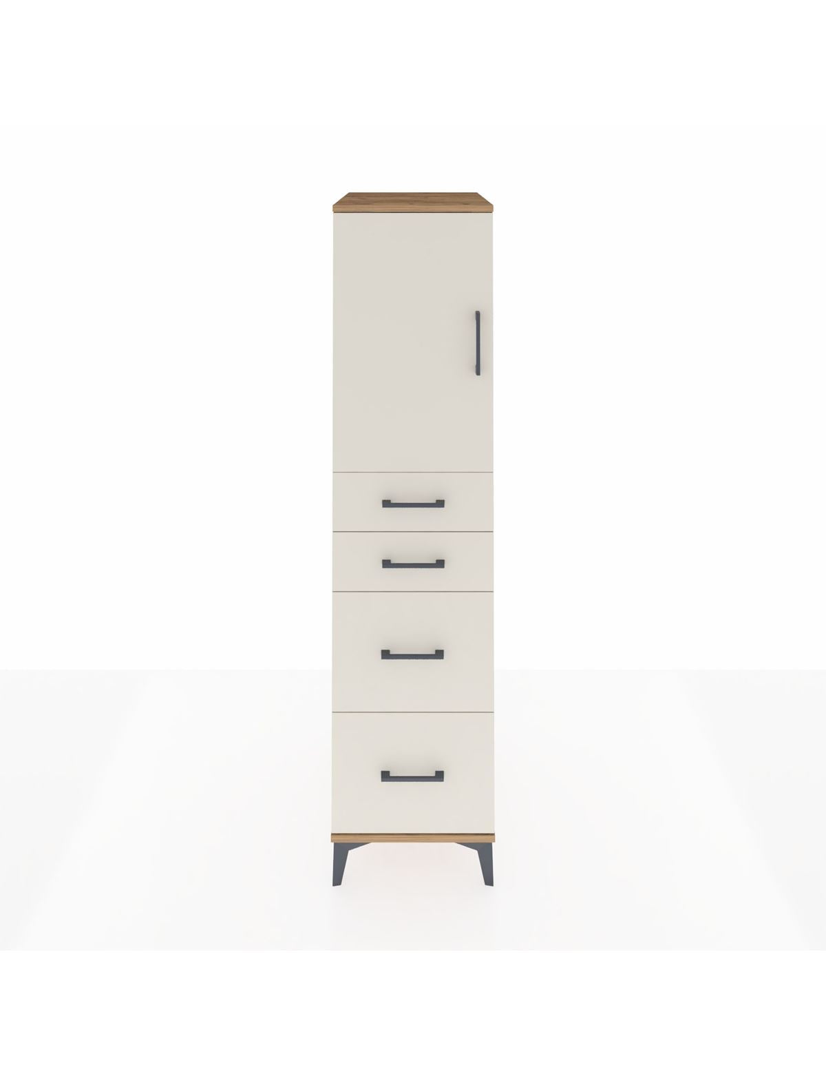 Kronos Dolap Tek Raflı 4 Çekmeceli Tek Kapaklı 44x59x182 Çam-Aytaşı