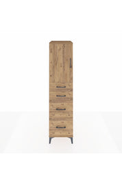 Kronos Dolap Tek Raflı 4 Çekmeceli Tek Kapaklı 44x59x182 Çam-Çam