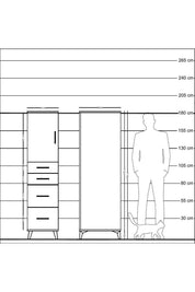 Kronos Dolap Tek Raflı 4 Çekmeceli Tek Kapaklı 44x59x182 Çam-Çam
