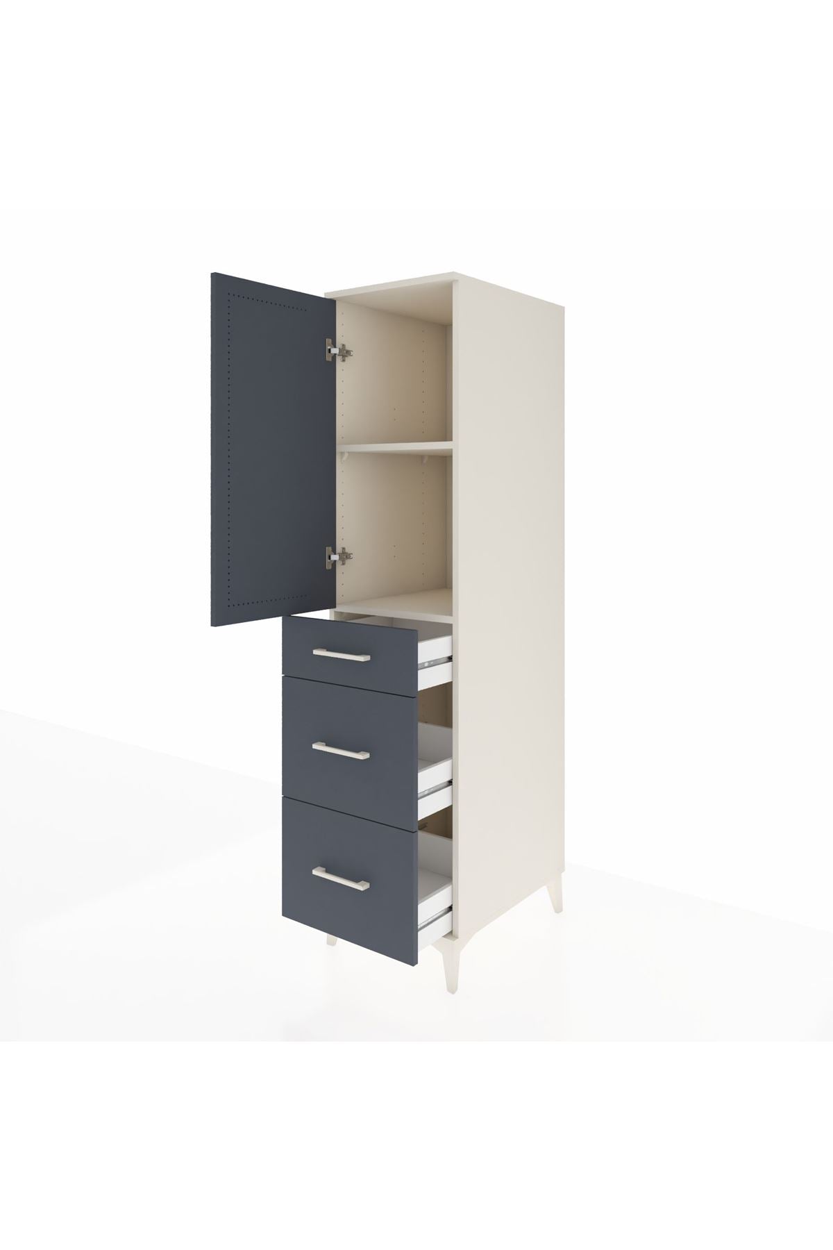 Kronos Dolap 2 Raflı 3 Çekmeceli Tek Kapaklı 44x59x182 - S88M020V2C