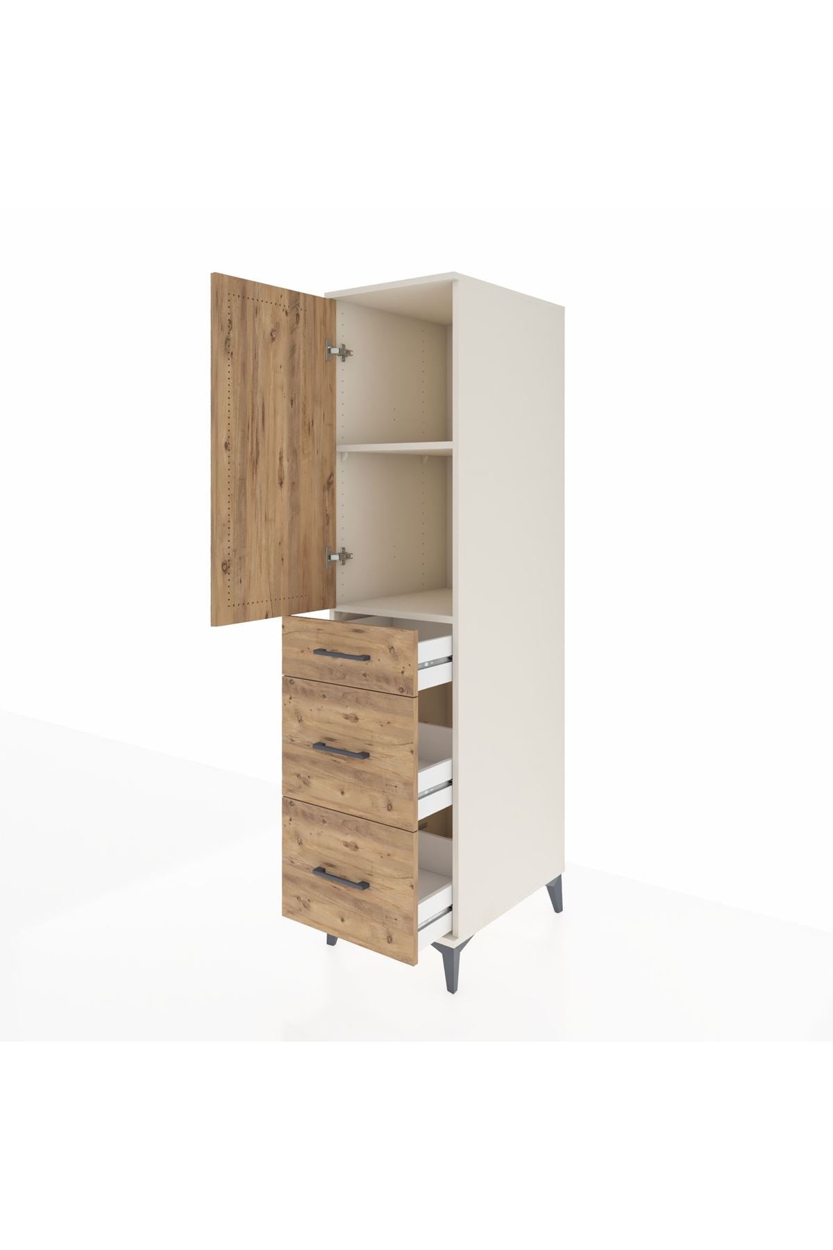 Kronos Dolap 2 Raflı 3 Çekmeceli Tek Kapaklı 44x59x182 Aytaşı-Çam