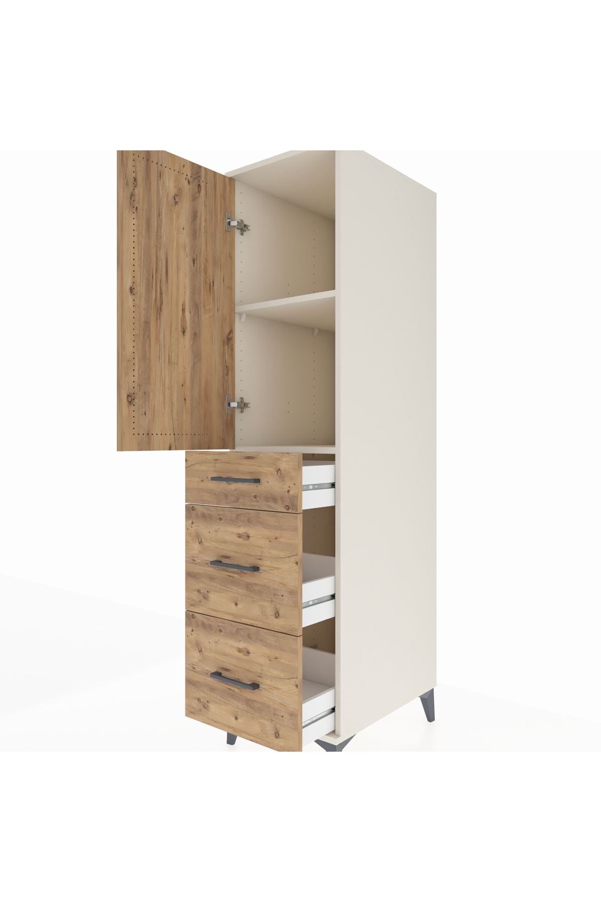 Kronos Dolap 2 Raflı 3 Çekmeceli Tek Kapaklı 44x59x182 Aytaşı-Çam