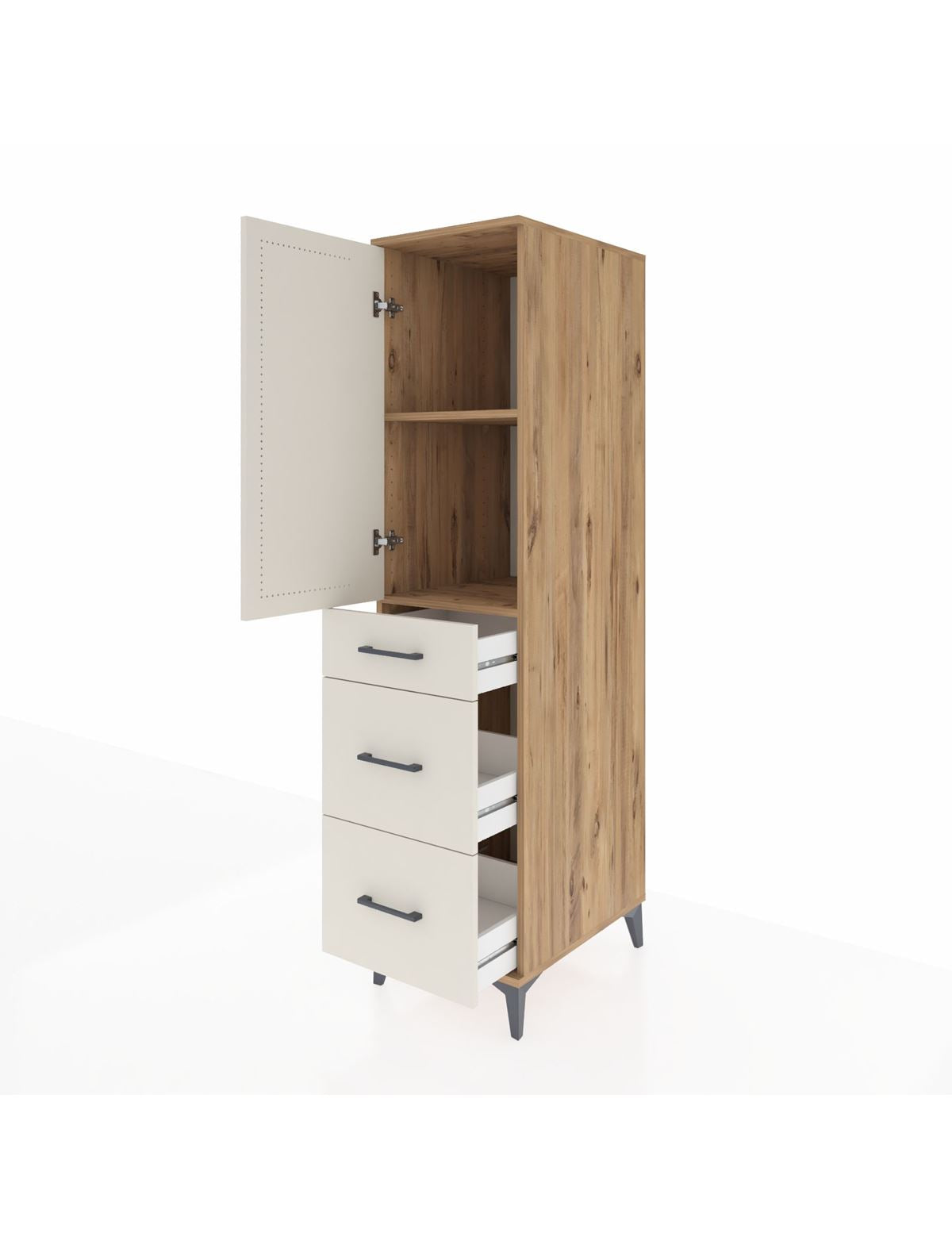 Kronos Dolap 2 Raflı 3 Çekmeceli Tek Kapaklı 44x59x182 - S88M020V7C