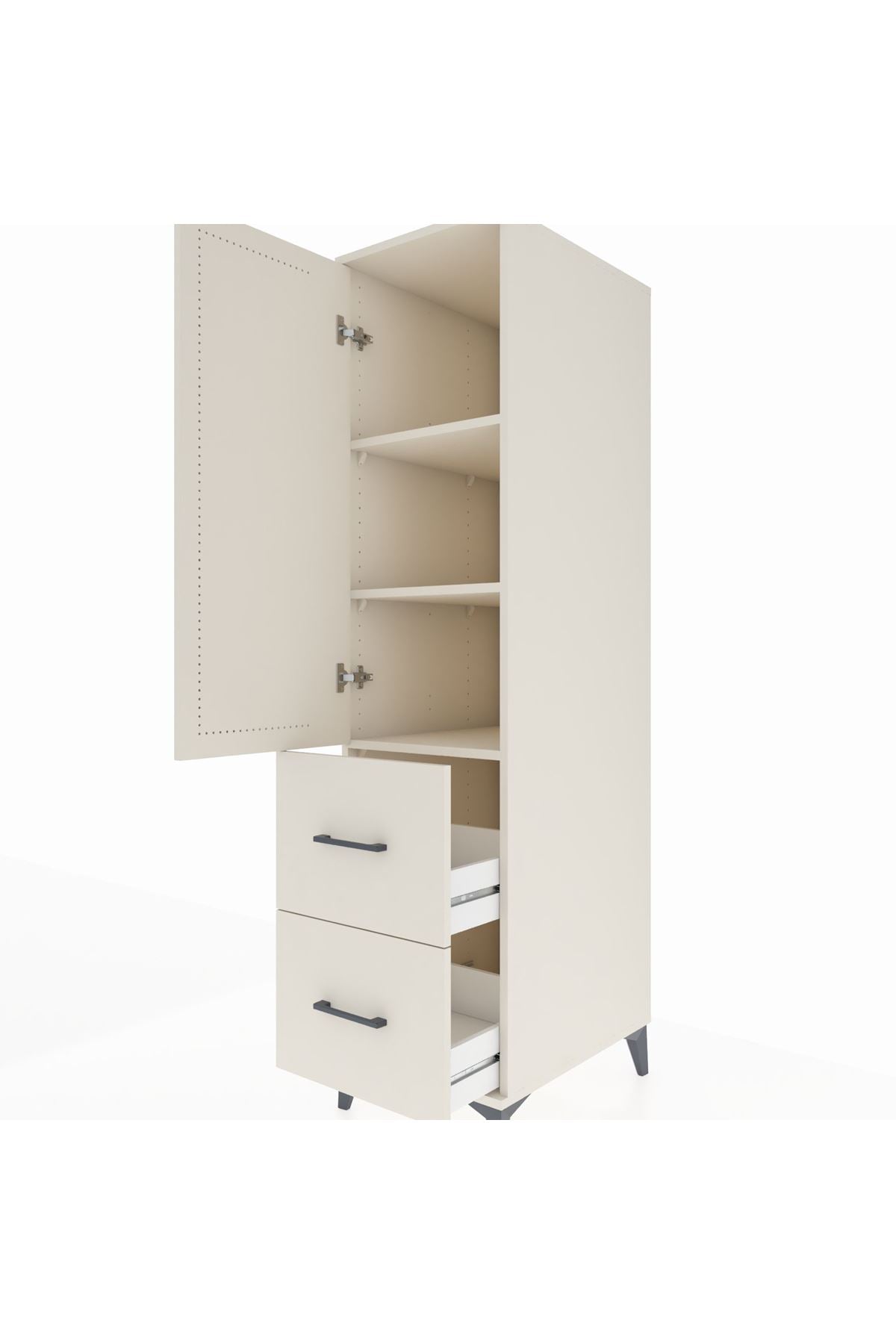Kronos Dolap 3 Raflı 2 Çekmeceli Tek Kapaklı 44x59x182 - S88M021V1C