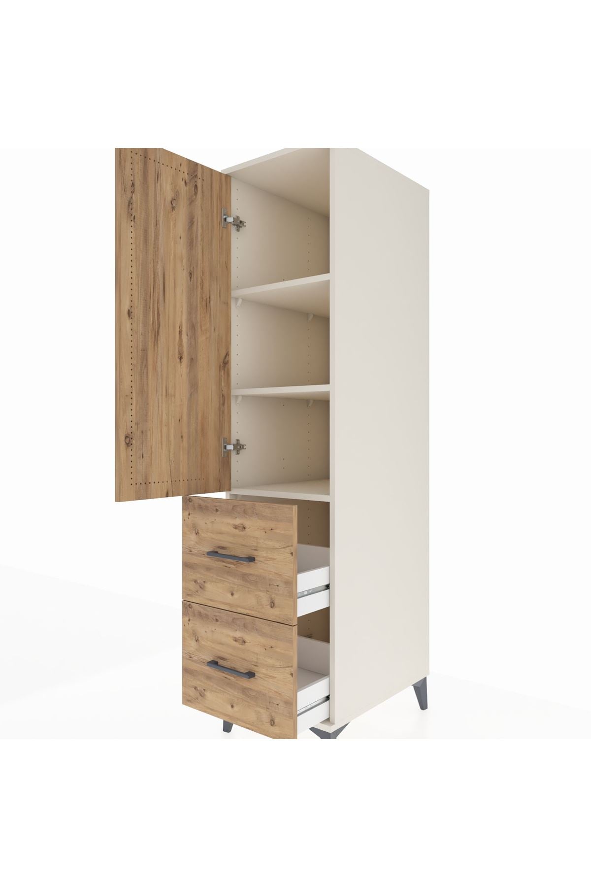 Kronos Dolap 3 Raflı 2 Çekmeceli Tek Kapaklı 44x59x182 Aytaşı-Çam