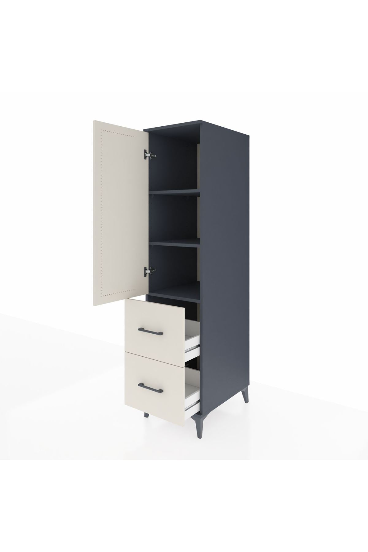 Kronos Dolap 3 Raflı 2 Çekmeceli Tek Kapaklı 44x59x182 - S88M021V4C