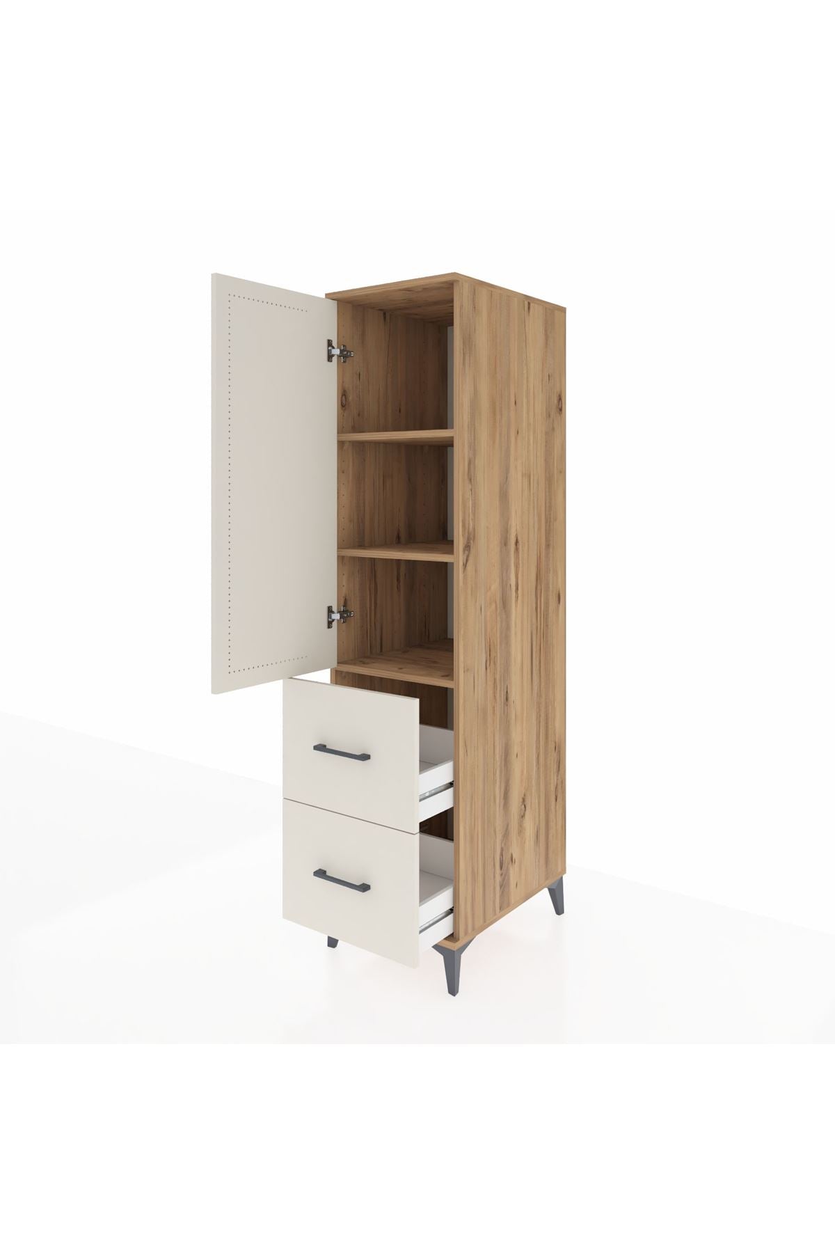 Kronos Dolap 3 Raflı 2 Çekmeceli Tek Kapaklı 44x59x182 - S88M021V7C