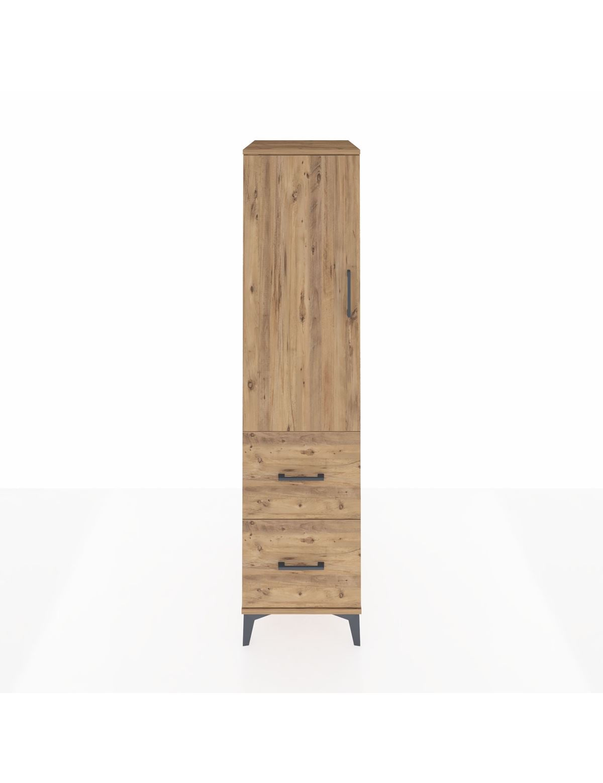 Kronos Dolap 3 Raflı 2 Çekmeceli Tek Kapaklı 44x59x182 Çam-Çam