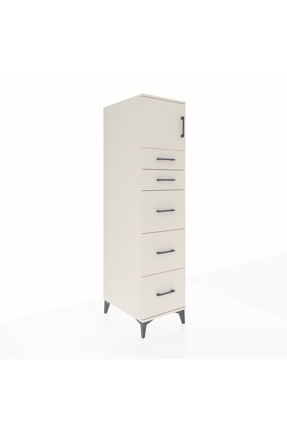 Kronos Dolap Tek Raflı 5 Çekmeceli Tek Kapaklı 44x59x182 - S88M022V1C