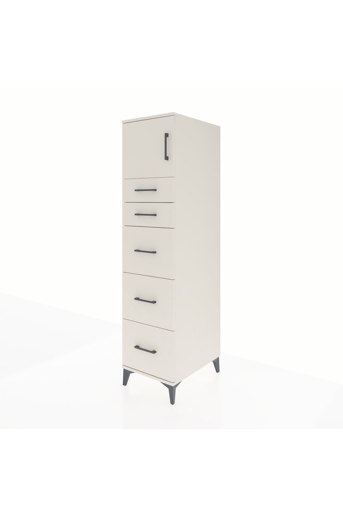 Kronos Dolap Tek Raflı 5 Çekmeceli Tek Kapaklı 44x59x182 - S88M022V1C