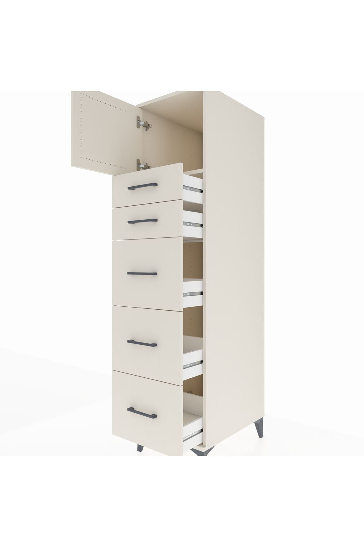 Kronos Dolap Tek Raflı 5 Çekmeceli Tek Kapaklı 44x59x182 - S88M022V1C