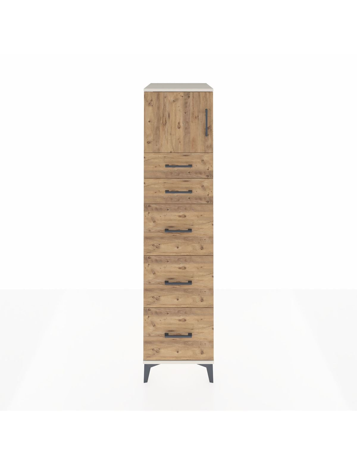 Kronos Dolap Tek Raflı 5 Çekmeceli Tek Kapaklı 44x59x182 Aytaşı-Çam